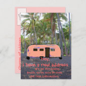 Retro Trailer Hawaiian Palm Tree Neue Zuhause Ankündigungspostkarte (Vorne/Hinten)