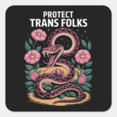 Retro Trans Pride Trans Right Protect Trans Folks  Quadratischer Aufkleber (Vorderseite)