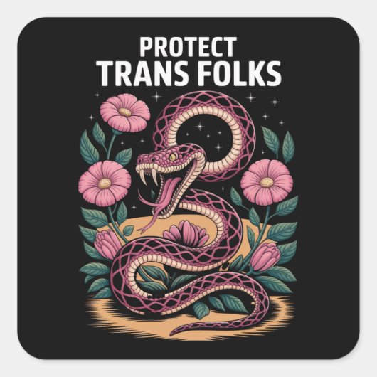 Retro Trans Pride Trans Right Protect Trans Folks  Quadratischer Aufkleber (Vorderseite)