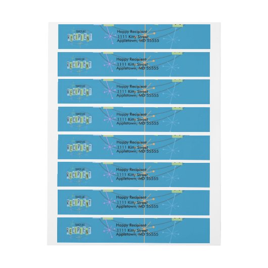 Retro Transplantat Empfänger, Sterne, Atomzeitalte Rundum-Adressaufkleber (Bogen)