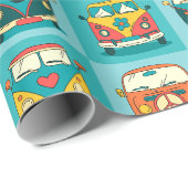 Retro Transporter Geschenkpapier (Rolleneckpunkt)