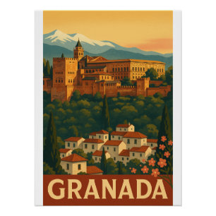 Retro Travel 2025 - Granada, Spanien Poster