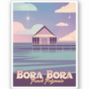 Retro Travel 80er Neon Bora Bora Französisch Polyn Aufkleber