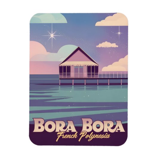 Retro Travel 80er Neon Bora Bora Französisch Polyn Magnet (Vertikal)