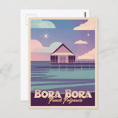 Retro Travel 80er Neon Bora Bora Französisch Polyn Postkarte (Vorne/Hinten)