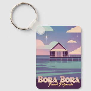 Retro Travel 80er Neon Bora Bora Französisch Polyn Schlüsselanhänger