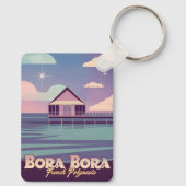 Retro Travel 80er Neon Bora Bora Französisch Polyn Schlüsselanhänger (Rückseite)