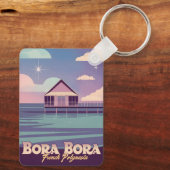 Retro Travel 80er Neon Bora Bora Französisch Polyn Schlüsselanhänger (Rückseite)