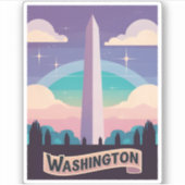 Retro Travel 80er Neon Washington Monument Obelisk Aufkleber (Vorderseite)