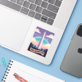 Retro Travel 80er Neon Washington Monument Obelisk Aufkleber (Laptop mit iPhone)