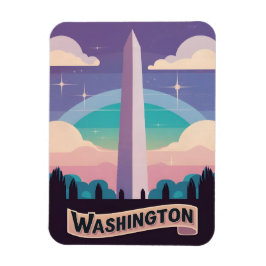 Retro Travel 80er Neon Washington Monument Obelisk Magnet