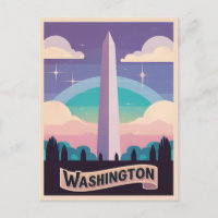 Retro Travel 80er Neon Washington Monument Obelisk