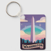 Retro Travel 80er Neon Washington Monument Obelisk Schlüsselanhänger (Vorderseite)