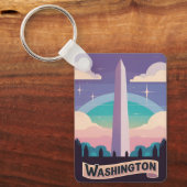 Retro Travel 80er Neon Washington Monument Obelisk Schlüsselanhänger (Vorderseite)