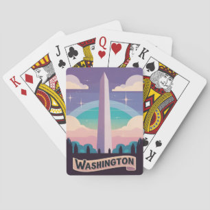 Retro Travel 80er Neon Washington Monument Obelisk Spielkarten
