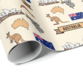 Retro Travel Australia Iconic Symbols Geschenkpapier (Rolleneckpunkt)