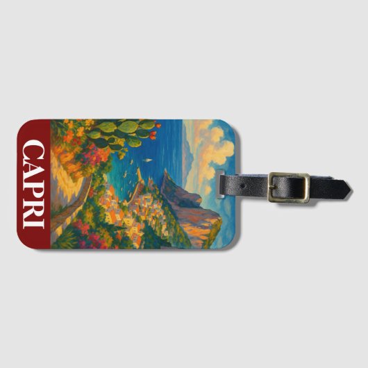 Retro Travel Capri Italien Landschaft Gepäckanhänger (Vorderseite (Horizontal))