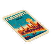Retro travel Famagusta Beach Zypern Geschenke Magnet (Rechte Seite)
