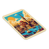 Retro travel Famagusta Beach Zypern Geschenke Magnet (Rechte Seite)