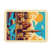 Retro travel Famagusta Beach Zypern Geschenke Magnet (Horizontal)
