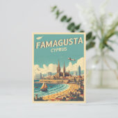 Retro travel Famagusta Beach Zypern Geschenke Postkarte (Stehend Vorderseite)