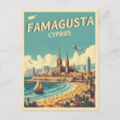 Retro travel Famagusta Beach Zypern Geschenke Postkarte (Vorderseite)