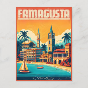 Retro travel Famagusta Beach Zypern Geschenke Postkarte