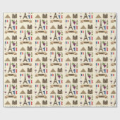 Retro Travel France Iconic Symbols Geschenkpapier (Flach)