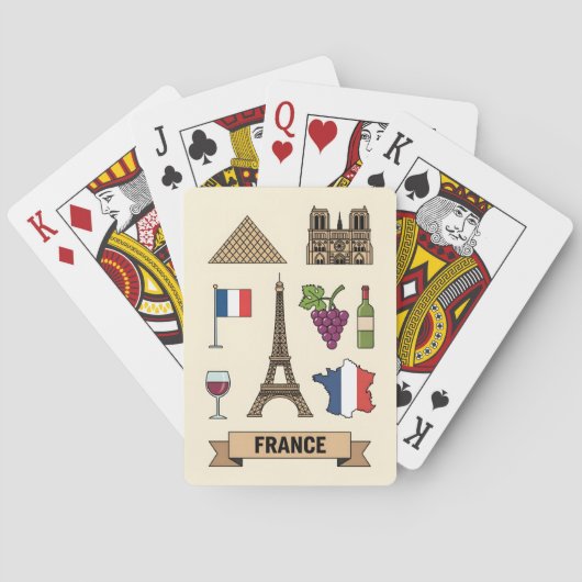 Retro Travel France Iconic Symbols  Spielkarten (Rückseite)