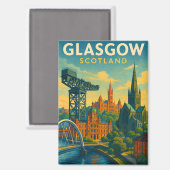 Retro Travel Glasgow Schottland Magnet (Vorderseite/Rückseite)