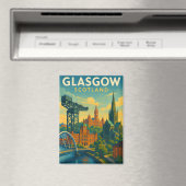 Retro Travel Glasgow Schottland Magnet (In Situ (Geschirrspüler))