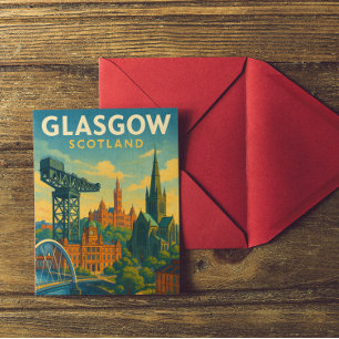 Retro Travel Glasgow Schottland Postkarte