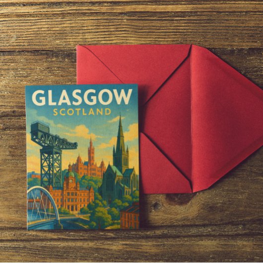 Retro Travel Glasgow Schottland Postkarte