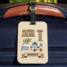 Retro Travel Greece Iconic National Symbols Gepäckanhänger