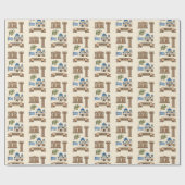 Retro Travel Greece Iconic Symbols  Geschenkpapier (Flach)
