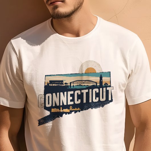 Retro Travel Iconic Connecticut Graphic T-Shirt