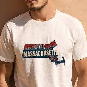 Retro Travel Iconic Massachusetts Grafik T-Shirt