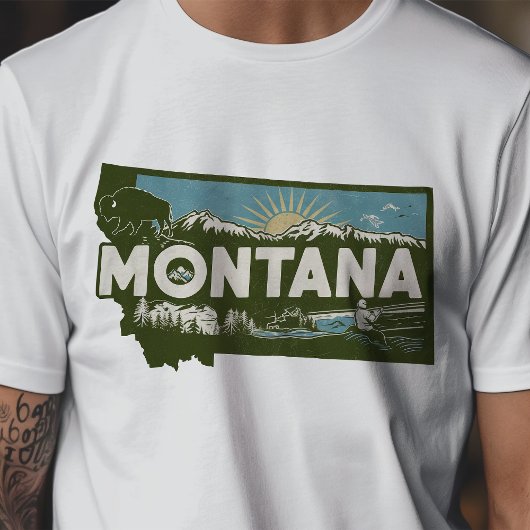 Retro Travel Iconic Montana Grafik T-Shirt