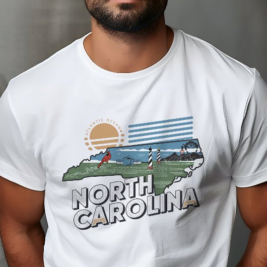 Retro Travel Iconic North Carolina Graphic T-Shirt