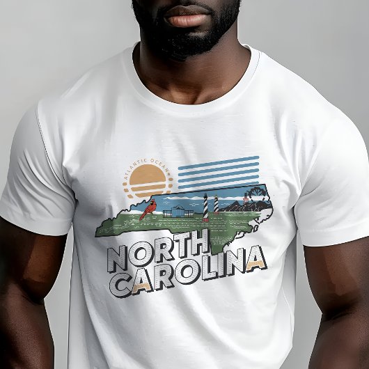 Retro Travel Iconic North Carolina Graphic T-Shirt