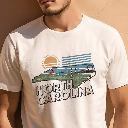 Retro Travel Iconic North Carolina Graphic T-Shirt