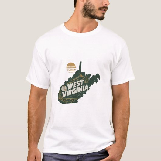 Retro Travel Iconic West Virginia Graphic T-Shirt (Vorderseite)