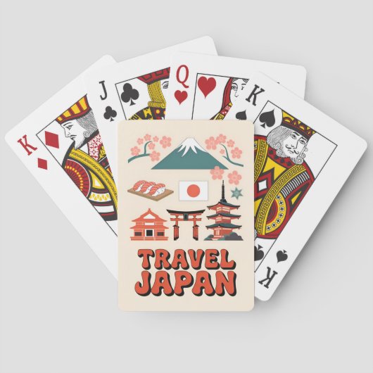 Retro Travel Japan Iconic National Symbols Spielkarten (Rückseite)