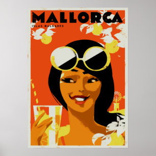 Retro Travel - Mallorca Balearic Islands Spain Poster