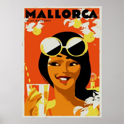 Retro Travel - Mallorca Balearic Islands Spain Poster (Vorne)
