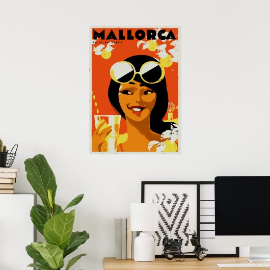 Retro Travel - Mallorca Balearic Islands Spain Poster (Heimbüro)
