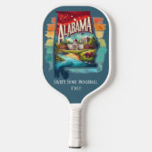 Retro Travel Map Alabama Staat Pickleball Schläger (Rückseite)