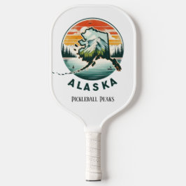 Retro Travel Map Alaska Staat Pickleball Schläger