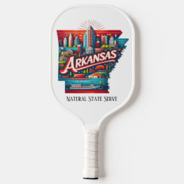 Retro Travel Map Arkansas Staat Pickleball Schläger