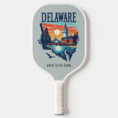 Retro Travel Map Delaware Staat Pickleball Schläger (Vorderseite)